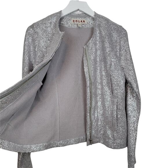 Anthropologie Dolan Left Coast Collection Silver Shimmer Zip Cardigan - Size XS - Picture 2 of 10